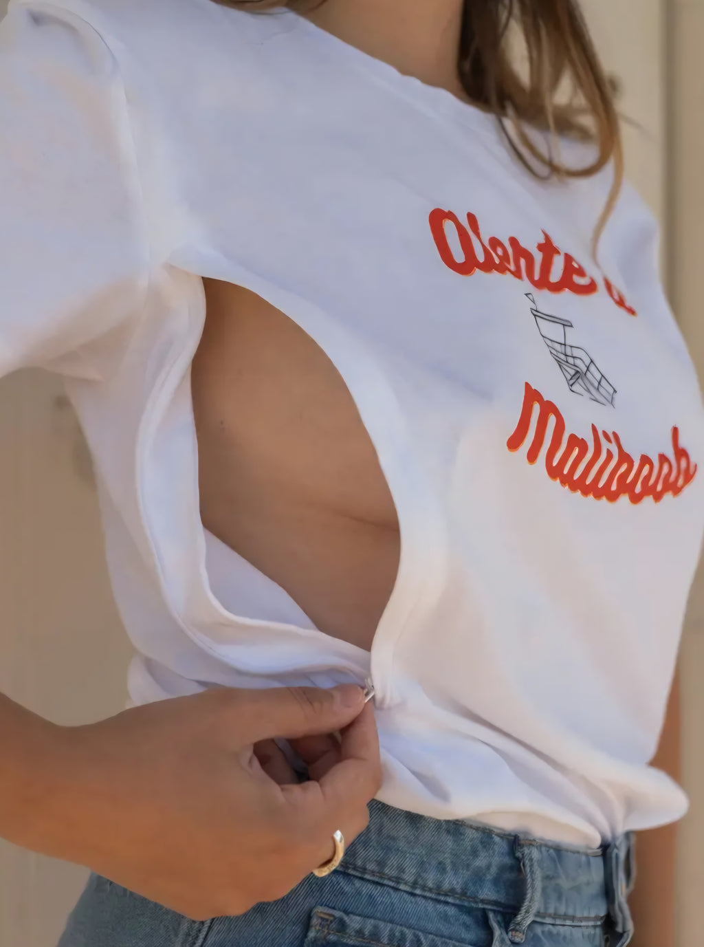 T shirt con zip per allattamento