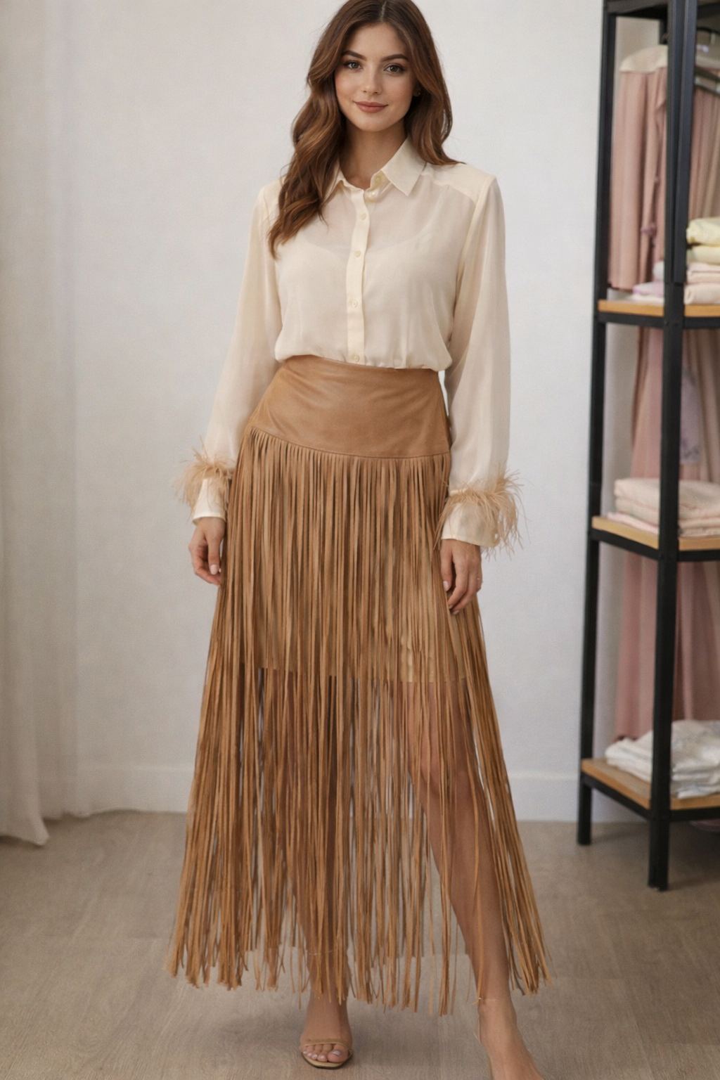 Gonna in suede e frange